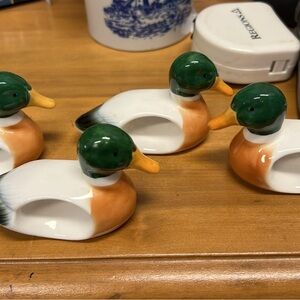 Ceramic Duck Napkin Holders - Green and Orange